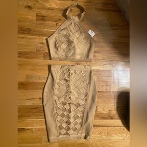 Tan Bandage Skirt Set